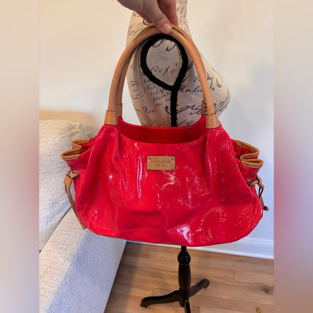 Kate Spade Red Patent Leather Hobo Handbag
